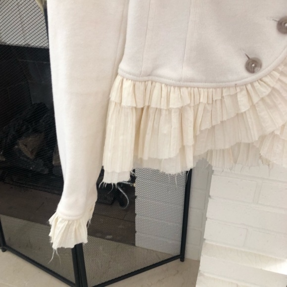 Free People Military Ruffle Jacket in Ivory Size 4 - Picture 6 of 16